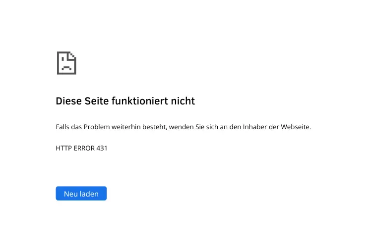 Google Chrome HTTP-Fehler 431 beheben