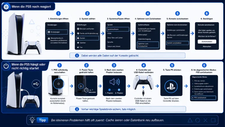 PS5 zurücksetzen: Schritt-für-Schritt-Anleitung