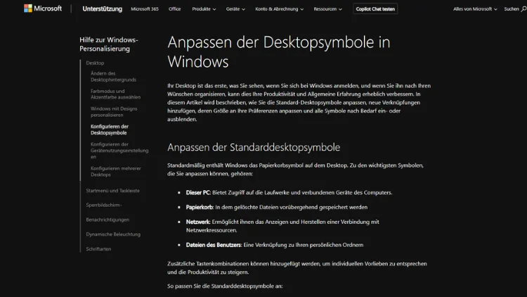 Desktopsymbole anzeigen in Windows 10 und 11 – Guide