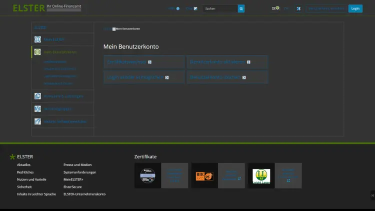 ELSTER Mein Benutzerkonto - ELSTER Portal Login