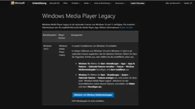 Hilfe zu Windows Media Player in Windows 11 und 10