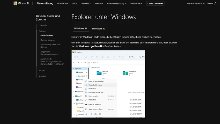 Hilfe zum Explorer in Windows 11 – Tipps und Tricks