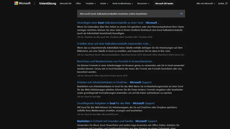 Microsoft Excel Kalkulationstabellen kostenlos online bearbeiten