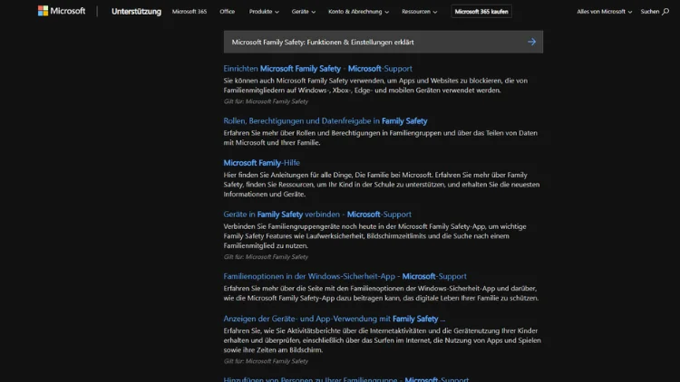 Microsoft Family Safety Funktionen & Einstellungen erklärt