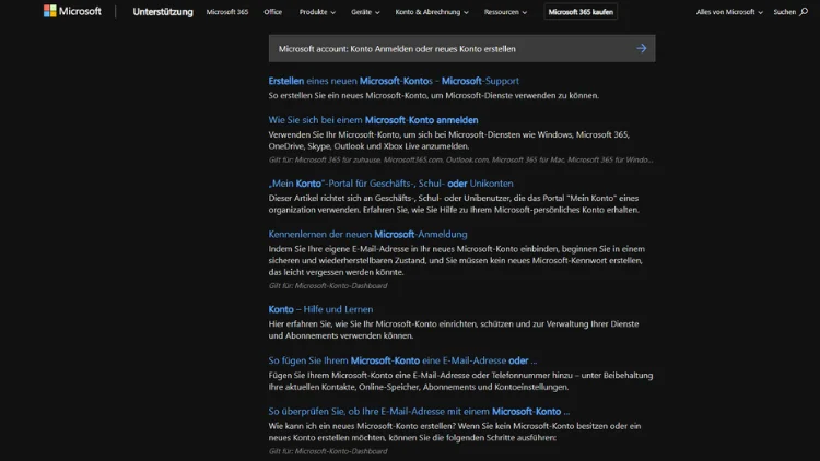 Microsoft account Konto anmelden oder neues Konto erstellen