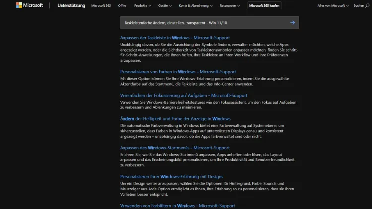 Taskleistenfarbe ändern, einstellen, transparent - Win 1110