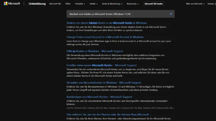 Wechsel vom lokalen zu Microsoft-Konto | Windows 11/10