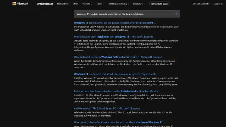 Windows 11 Update bei nicht unterstützter Hardware installieren