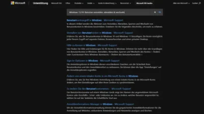 Windows 1110 Benutzer anmelden, abmelden & wechseln