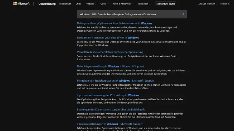 Windows 1110 DatenlaufwerkFestplatte DefragmentierenOptimieren