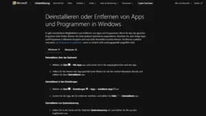 Windows 1110 Deinstallieren & Entfernen von Apps & Programmen