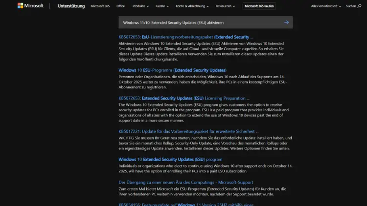 Windows 1110 Extended Security Updates (ESU) aktivieren