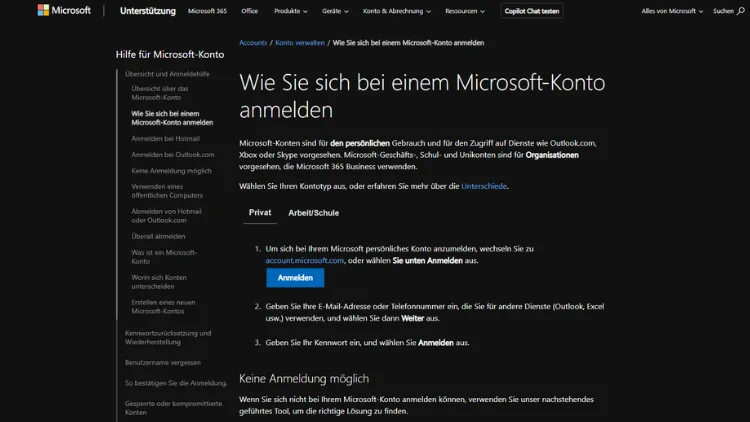 Windows 1110 Microsoft-Konto anmelden, ändern & wechseln