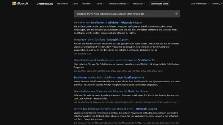 Windows 1110 Neue Schriftarten aus Microsoft Store hinzufügen