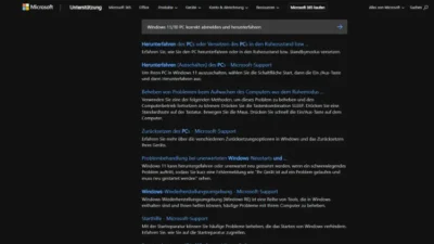 Windows 1110 PC korrekt abmelden und herunterfahren
