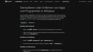 Windows 1110 Programme installieren und deinstallieren
