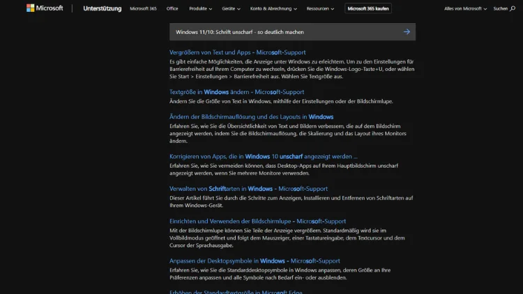Windows 1110 Schrift unscharf - so deutlich machen