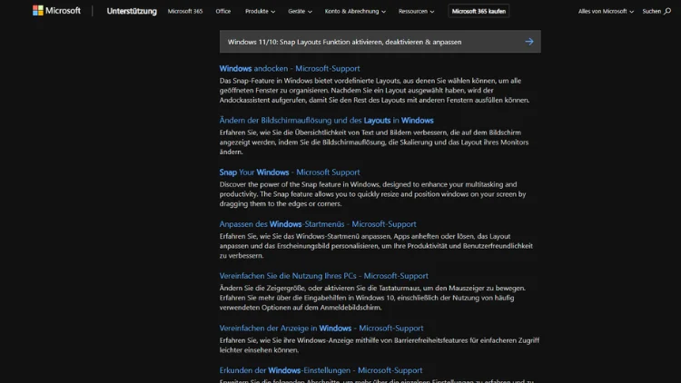 Windows 1110 Snap Layouts Funktion aktivieren, deaktivieren & anpassen