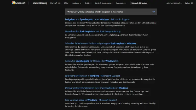 Windows 1110 Speicherplatz effektiv freigeben & frei machen