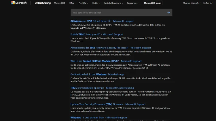 Windows 1110 TPM 2.0 (Trusted Platform Module) aktivieren