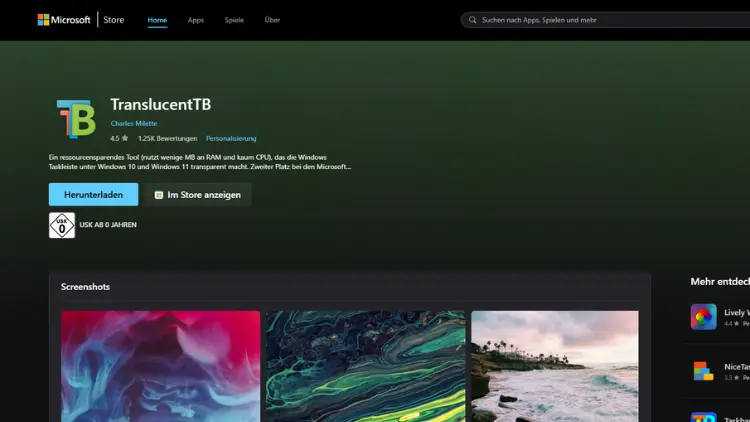 Windows 1110 Taskleiste transparent machen & einstellen