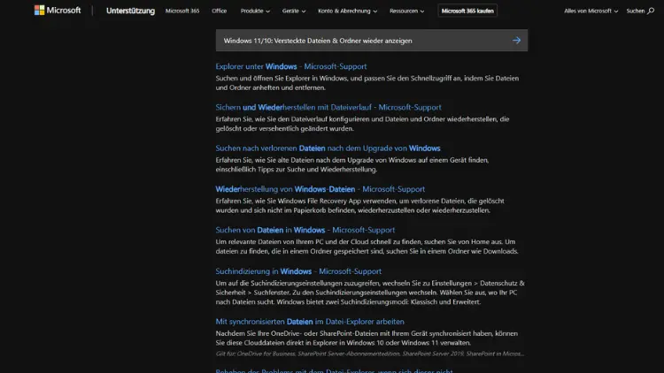 Windows 1110 Versteckte Dateien & Ordner wieder anzeigen