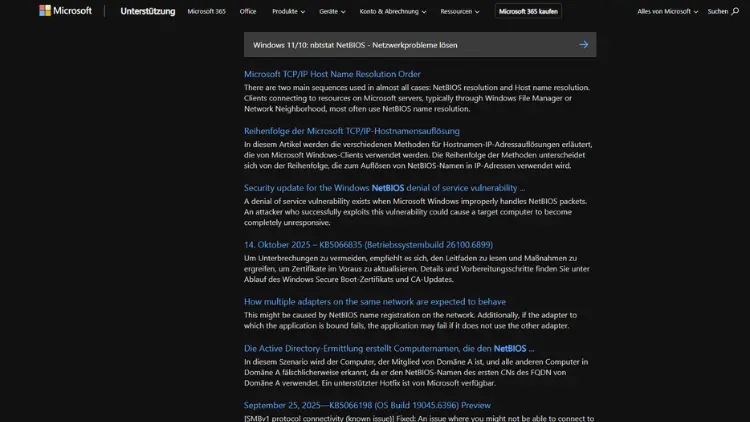Windows 1110 nbtstat NetBIOS - Netzwerkprobleme lösen