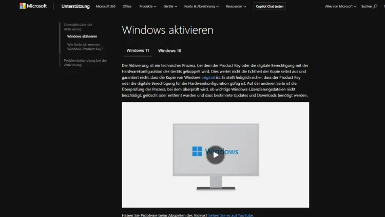Windows mit Product Key Windows 11 und 10 aktivieren