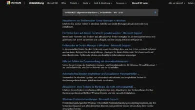 0x80004003 allgemeiner Hardware- Treiberfehler - Win 1110