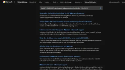 0x8007049004003 RegistrierungHardwareproblem Gerätefehler - Win 1110