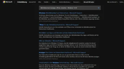 Aktivitätsverlauf anzeigen, öffnen, einsehen - Windows 1110