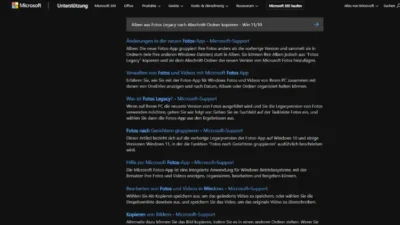 Alben aus Fotos Legacy nach Abschnitt Ordner kopieren - Win 1110