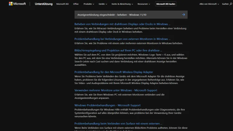 Anzeigeverbindung eingeschränkt – beheben - Windows 1110