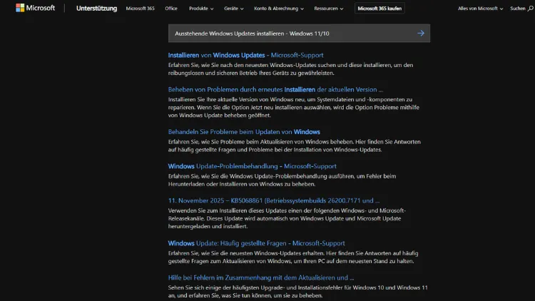 Ausstehende Windows Updates installieren - Windows 1110