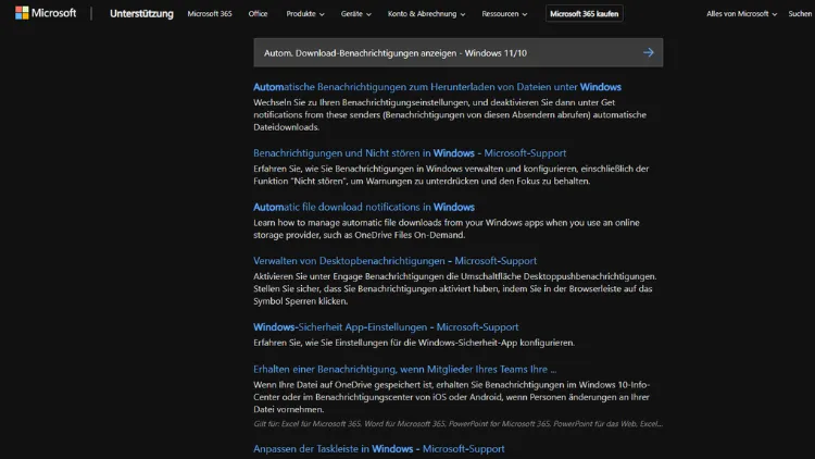 Autom. Download-Benachrichtigungen anzeigen - Windows 1110