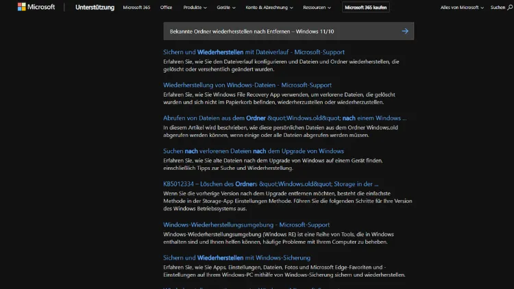 Bekannte Ordner wiederherstellen nach Entfernen – Windows 1110