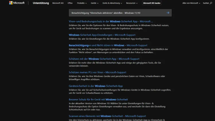Benachrichtigung Virenschutz aktivieren abstellen - Windows 1110
