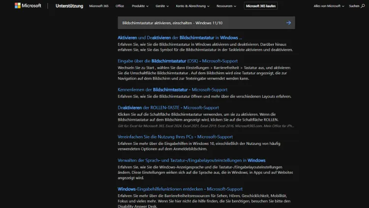 Bildschirmtastatur aktivieren, einschalten - Windows 1110