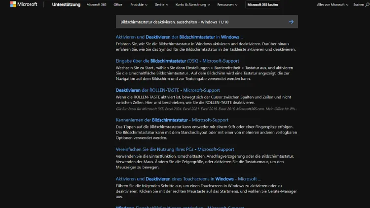 Bildschirmtastatur deaktivieren, ausschalten - Windows 1110
