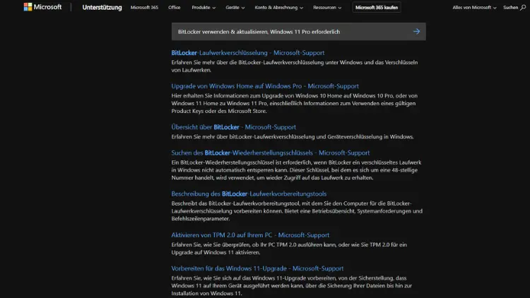 BitLocker verwenden & aktualisieren, Windows 11 Pro erforderlich