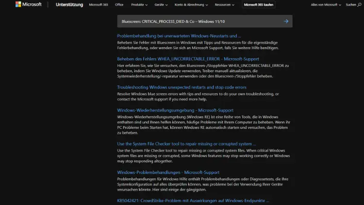 Bluescreen CRITICAL_PROCESS_DIED & Co – Windows 1110