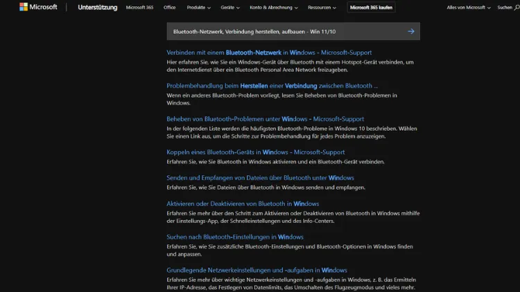 Bluetooth-Netzwerk, Verbindung herstellen, aufbauen - Win 1110