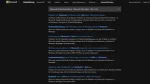 Bluetooth Problembehandlung - Bluetooth Hilfe finden - Win 1110