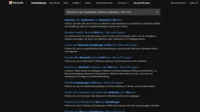 Bluetooth in App Einstellungen aktivieren, deaktivieren - Win 1110