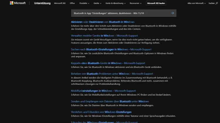 Bluetooth in App Einstellungen aktivieren, deaktivieren - Win 1110