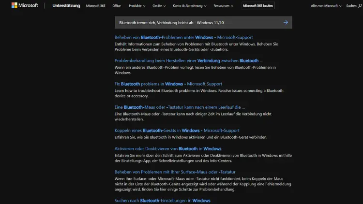 Bluetooth trennt sich, Verbindung bricht ab - Windows 1110
