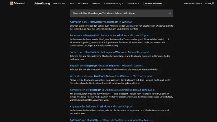 Bluetooth über EinstellungenTaskleiste aktivieren - Win 1110