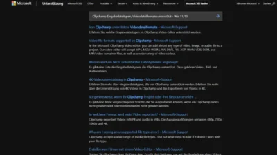 Clipchamp Eingabedateitypen, Videodateiformate unterstützt - Win 1110
