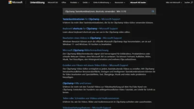 Clipchamp Tastenkombinationen, shortcuts, verwenden - Win 1110