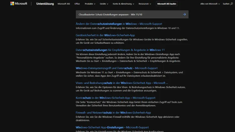 Cloudbasierter Schutz Einstellungen anpassen - Win 1110